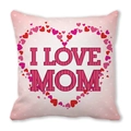 Detail of pink pillowcase with I LOVE MOM heart pattern and soft peach skin texture - Pink Heart Striped Letter Style (4)