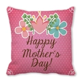 Detail of pink polka dot throw pillow featuring Happy Mother's Day floral design - 18x18 Inch / Pink Polka Dot Cartoon Floral Style (23)