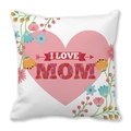 Λεπτομέρεια μαξιλαροθήκης με καρδιά I LOVE MOM και πολύχρωμα σχέδια λουλουδιών - Στυλ Χειροποίητη Καρδιά με Λουλούδια και Μούρα (6) / 45x45cm