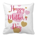 Detailed view of Happy Mother's Day print with hearts on peach skin pillowcase - 18x18 Inch / White Background Red Cursive Blessing Style (4)