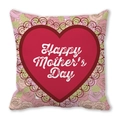 Λεπτομέρεια μαξιλαροθήκης Happy Mother's Day με ροζ τριαντάφυλλα και καρδιά - Στυλ Κόκκινη Καρδιά με Υφή Ροζ Τριαντάφυλλου (21) / 45x45cm