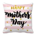 Pink and white striped Happy Mother's Day throw pillow cover with golden hearts - 18x18 Inch / Pink and White Stripe Gold Heart Decoration Style (10)