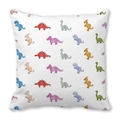 Detail view of cartoon dinosaur prints on peach skin fabric square pillowcase - Colorful Cartoon Dinosaur (8)