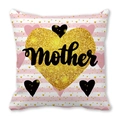 Detail of square peach skin pillowcase with pink stripes and gold heart for Mother's Day - 18x18 Inch / Pink and White Stripe Gold Glitter Heart Style (15)