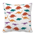 Detailed view of square pillowcase with colorful cartoon dinosaur silhouette patterns - Colorful Dinosaur Silhouette (13)