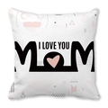 Close-up of peach skin pillowcase featuring artistic MOM and I LOVE YOU print text - 18x18 Inch / White Background Black MOM Pink Heart Decor Style (20)