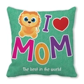 Detailansicht des Kissenbezugs zum Muttertag mit I Love MOM und Löwenaufdruck - Cartoon Kleiner Löwe (3)