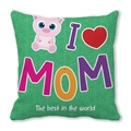 Detailaufnahme Kissenbezug mit I Love Mom Text und süßem Schweinchen Design - Cartoon Rosa Schwein (6) / 45x45 cm