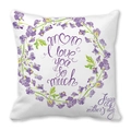 Detail of white peach skin pillowcase with floral 'I love you Mom' print for Mother's Day - Purple Flower Style(1)