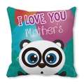Detail der Kissenhülle mit Panda und I LOVE YOU Mother's Text für den Muttertag - Panda Mit Blauen Augen (11) / 45x45 cm