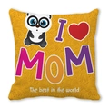 Detail von gelbem Kissenbezug mit Panda-Druck und Happy Mother's Day Text für Mütter - Cartoon Panda Illustration (12) / 45x45 cm