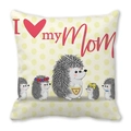 Peach skin pillowcase featuring hedgehogs and I Love My Mom text for Mother's Day - Hedgehog Family Polka Dot Style (3)