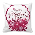 Detail of Happy Mother's Day peach skin pillowcase with red floral border design - 18x18 Inch / Red Floral Border Style (6)