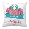 Detail view of Happy Mother's Day pillow case with floral art and pink stripes - 18x18 Inch / Pink Horizontal Stripe Floral Style (7)