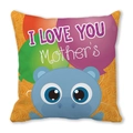 Detailansicht Kissenbezug mit süßem Nilpferd und I LOVE YOU MOM Schriftzug in Orange - Cartoon Blaues Nilpferd Mit Ballons (19) / 45x45 cm