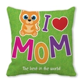 Grüner Kissenbezug zum Muttertag mit Cartoon-Katze und I Love Mom Design - Orangefarbenes Cartoon Kätzchen (17) / 45x45 cm