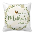 Detail of a Mother's Day pillowcase with a floral wreath and a butterfly illustration - 18x18 Inch / Butterfly Small Wreath Style (13)