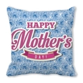 Close-up of blue rose pattern and Happy Mother's Day text on square pillow case - Blue Rose Pattern (1)