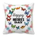 Happy Mother's Day pillowcase featuring colorful butterflies and floral wreath - 18x18 Inch / Colorful Butterfly Wreath Style (14)