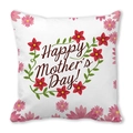 Detailed close-up of Happy Mother's Day pillowcase with pink floral patterns on white fabric - 18x18 Inch / Pink White Floral Style (2)