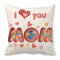 Detail view of I Love You Mom peach skin pillowcase with 3D paper cut style art - 18x18 Inch / Paper Carving MOM Style (4)