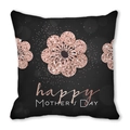 Happy Mother's Day black pillowcase featuring elegant rose gold glitter floral patterns - 18x18 Inch / Black Glitter Floral Festival Style (40)