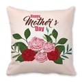 Détail du texte Happy Mother's Day et imprimé de roses sur taie d'oreiller en peau de pêche - 45x45 cm / Style Roses Rouge Rose (5)