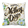 Detailed view of Happy Mother's Day cushion cover with gold floral and insect prints - Gold Line Art Floral (8)