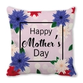 Détail de la taie d'oreiller Fête des Mères avec pois roses et bordure fleurie - 45x45 cm / Style Floral Bleu Rouge (10)