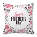 Macro detail of Happy Mother's Day peach skin pillowcase with floral and cupcake prints - Pink Rose Illustration (12)