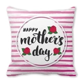 Dettaglio federa festa della mamma con strisce rosa e decorazione di rose rosse - Rose Rosse a Strisce Rosa e Bianche (18)