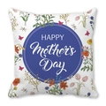 Dettaglio della federa per la Festa della Mamma con stampa floreale colorata e farfalla - Stile Floreale Base Rotonda Blu Base Bianca (36)