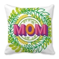 Detail view of Mom peach skin pillowcase with vibrant floral wreath and 3D typography - 3D MOM Font (14)