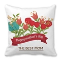 Détail du texte Happy Mother's Day et tulipes colorées sur taie d'oreiller en peau de pêche - 45x45 cm / Style Tulipes Tricolores (15)