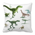 Close-up of cute cartoon dinosaur patterns on soft white peach skin fabric pillowcase - Green Cartoon Dinosaur (7)