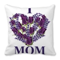 Detail of white microfiber pillowcase featuring a floral heart wreath and I Love MOM text - Purple Heart Wreath (16)