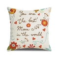 Detail of linen pillowcase with 'You are the best Mom in the world' text and floral art - Best Mom in the World Floral Bird (Style 5)