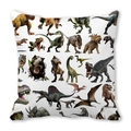 Close-up of peach skin pillowcase featuring various realistic dinosaur illustrations - Rich Realistic Dinosaur (9)