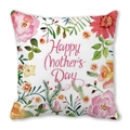 Federa Happy Mother's Day con cornice floreale ad acquerello su sfondo bianco puro - Stile Floreale Ricco Scrittura a Mano Rosa (38)