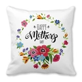Detail of Happy Mother's Day floral wreath print on soft peach skin pillowcase - Colorful Floral Circle (19)