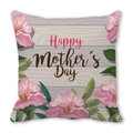 Détail de la taie d'oreiller fête des mères avec fleurs roses sur fond bois - 45x45 cm / Style Floral Grain de Bois (20)