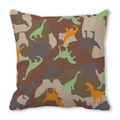 Detailed view of square peach skin pillowcase featuring colorful cartoon dinosaur camo print - Dinosaur Camouflage (12)