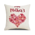 Nahaufnahme von Leinen-Kissenbezug mit Aquarell-Blumenherz und Muttertags-Schrift - Roter Aquarell Blumen Herz Stil (4602431833140)