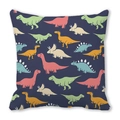 Detail of cute colorful cartoon dinosaurs printed on dark blue peach skin pillowcase - Dark Blue Cute Dinosaur (15)