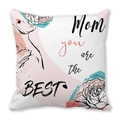 Federa per cuscino Mom you are the BEST con illustrazione floreale madre e figlio - Stile Astratto Genitore-Figlio Rosa Ciano Base Bianca (27)