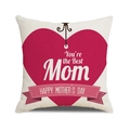 Detail eines Kissenbezugs aus Leinen mit Herz und Happy Mother's Day Aufdruck - Rosa Herz und Schleife Festlicher Stil (4602431833142)