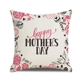 Close-up of linen cushion cover featuring Happy Mother's Day text and floral elements - Red Black Rose Bird Cupcake (Style 12)
