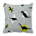 Detail of cute dinosaur patterns on grey peach skin fabric pillowcase for kids - Gray Stone Silhouette (16)