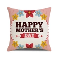 Detailed texture of linen cushion cover with Happy Mother's Day floral pattern print - Pink Border Hand-painted Wreath (Style 13)