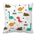 Detail von Kissenbezug mit Dinosaurier-Motiv und Be Brave Aufdruck aus Pfirsichhaut - Weißer Hintergrund Mehrfarbiger Englischer Slogan Dinosaurier (17)